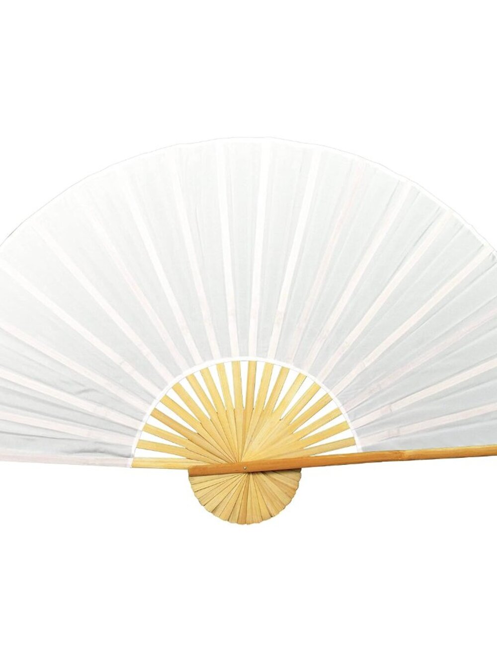 Solid Color Folding Wall Fan Decor Art, 60 inch wide, Bamboo, White